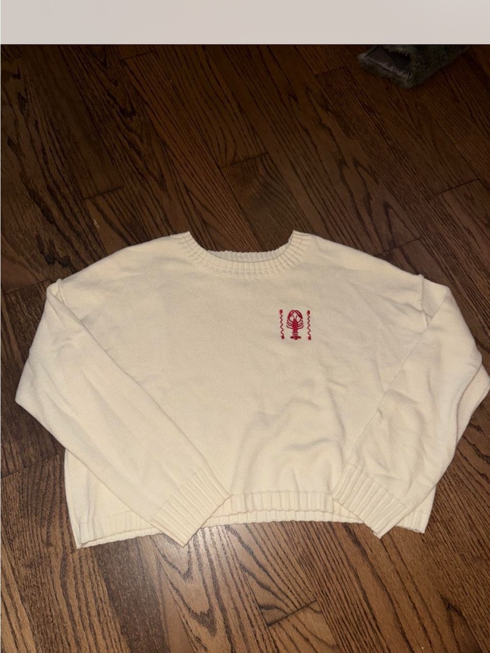 Women’s Bouffants and Broken Hearts lobster boxed sweater size medium